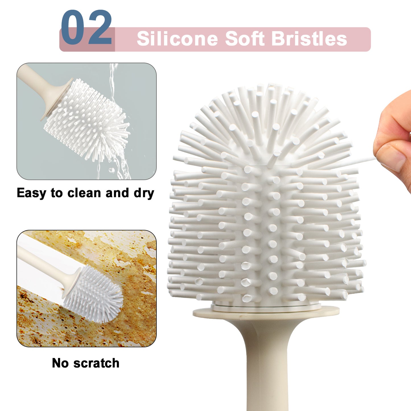 XXXFLOWER Toilets Brush Caddy Sets Bathroom Cleaner Holder with Silicone Bristle,Pink, Blue
