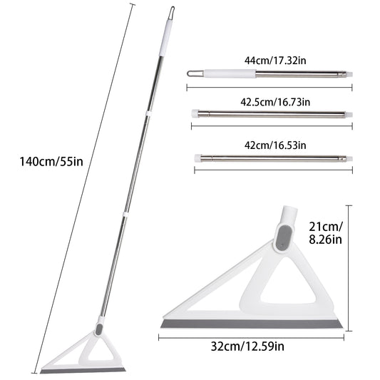 Silicone Squeegee Broom & Floor Scrub Brush Combo | 55" + 59.8" Long Handle