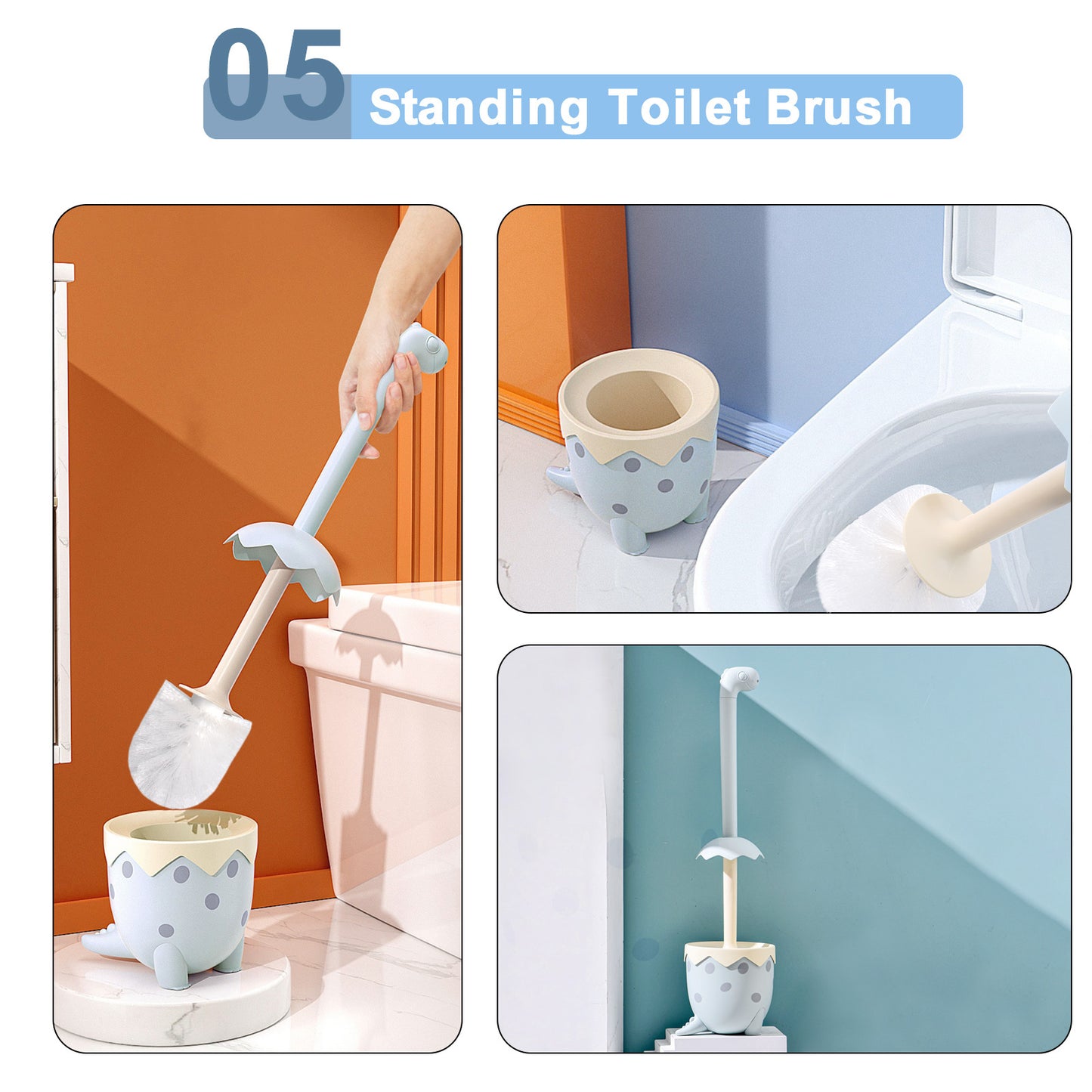 XXXFLOWER Toilets Brush Caddy Sets Bathroom Cleaner Holder with Silicone Bristle,Pink, Blue