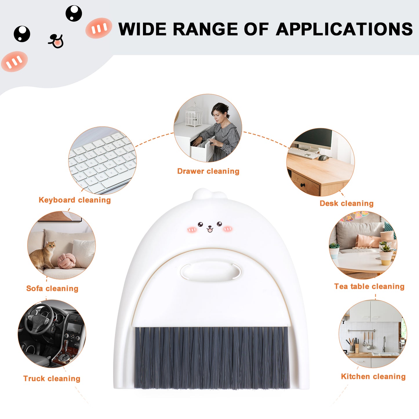 Mini Dustpan & Brush Set | Cute Animal Design, Handheld for Desktop & Home