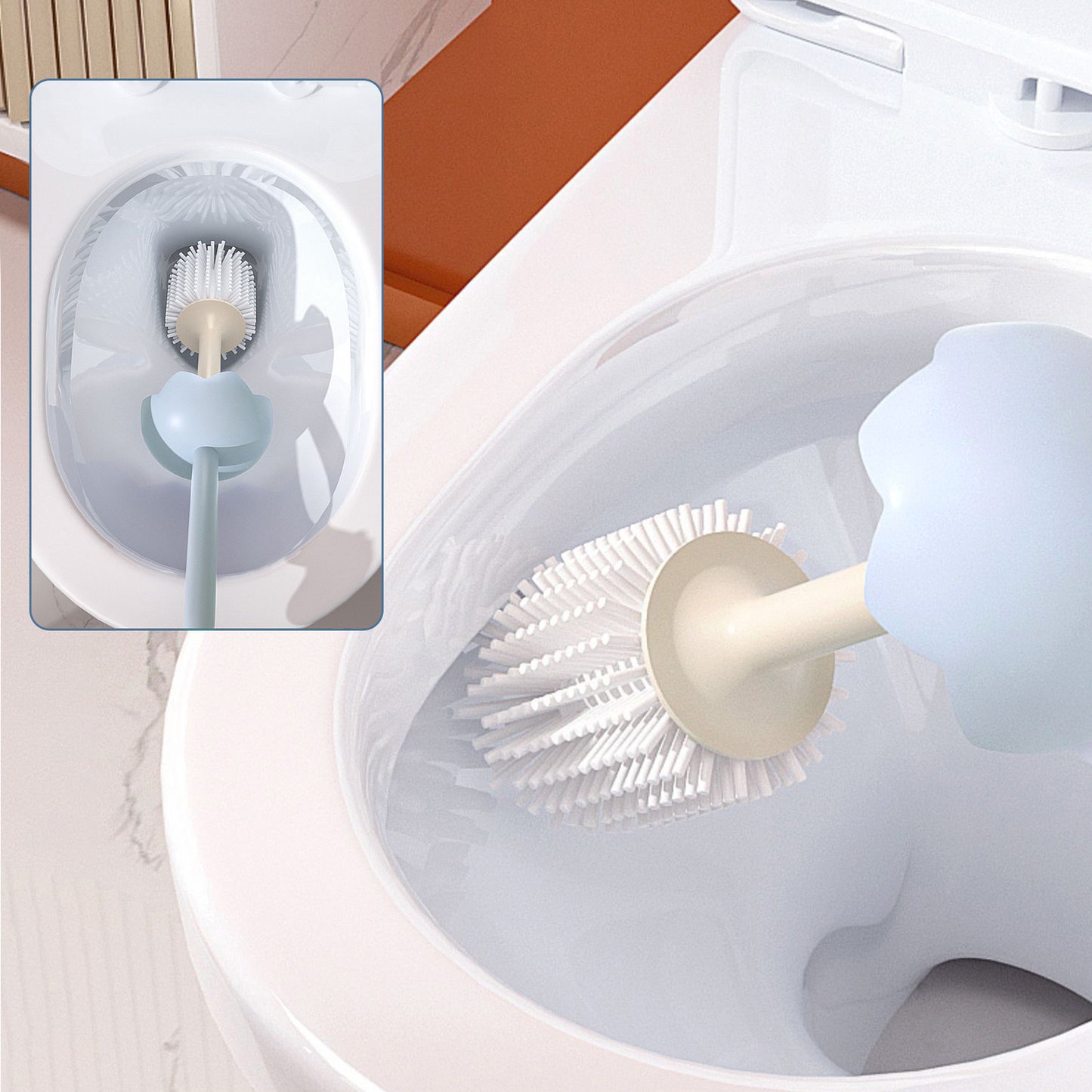 XXXFLOWER Toilets Brush Caddy Sets Bathroom Cleaner Holder with Silicone Bristle,Pink, Blue
