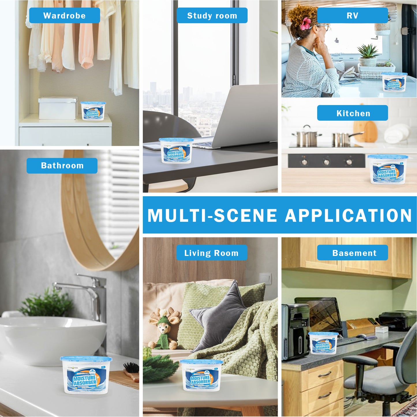 Moisture Absorber 3-Pack | Calcium Chloride, Leak-Proof, Fragrance-Free Dehumidifier