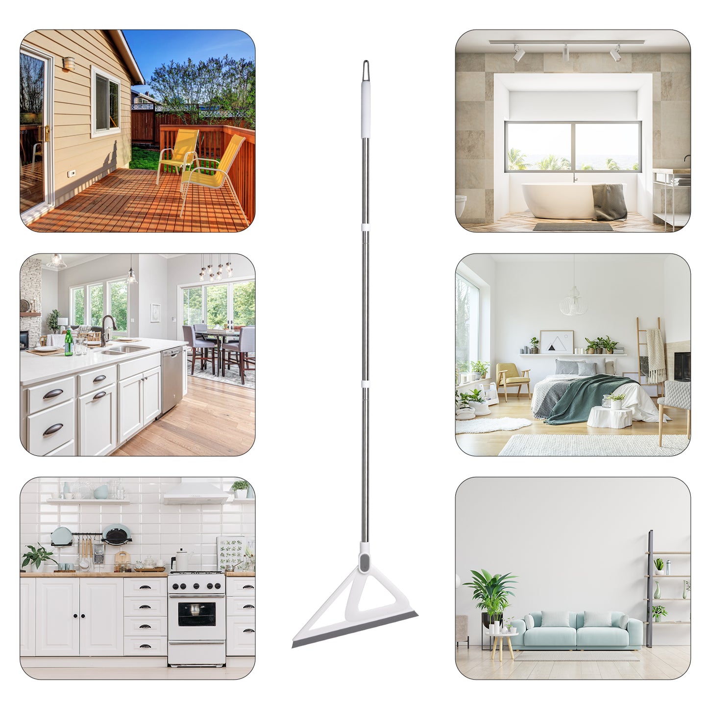 Multifunction Silicone Broom,Squeegee Broom Sweeping Water and Pet Hair,Rubber Magic Broom Sweeper for Floor Bathroom Kitchen Shower,Rugs,Glass Windows(White)