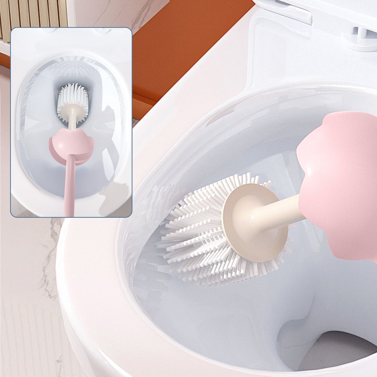 XXXFLOWER Toilets Brush Caddy Sets Bathroom Cleaner Holder with Silicone Bristle,Pink, Blue