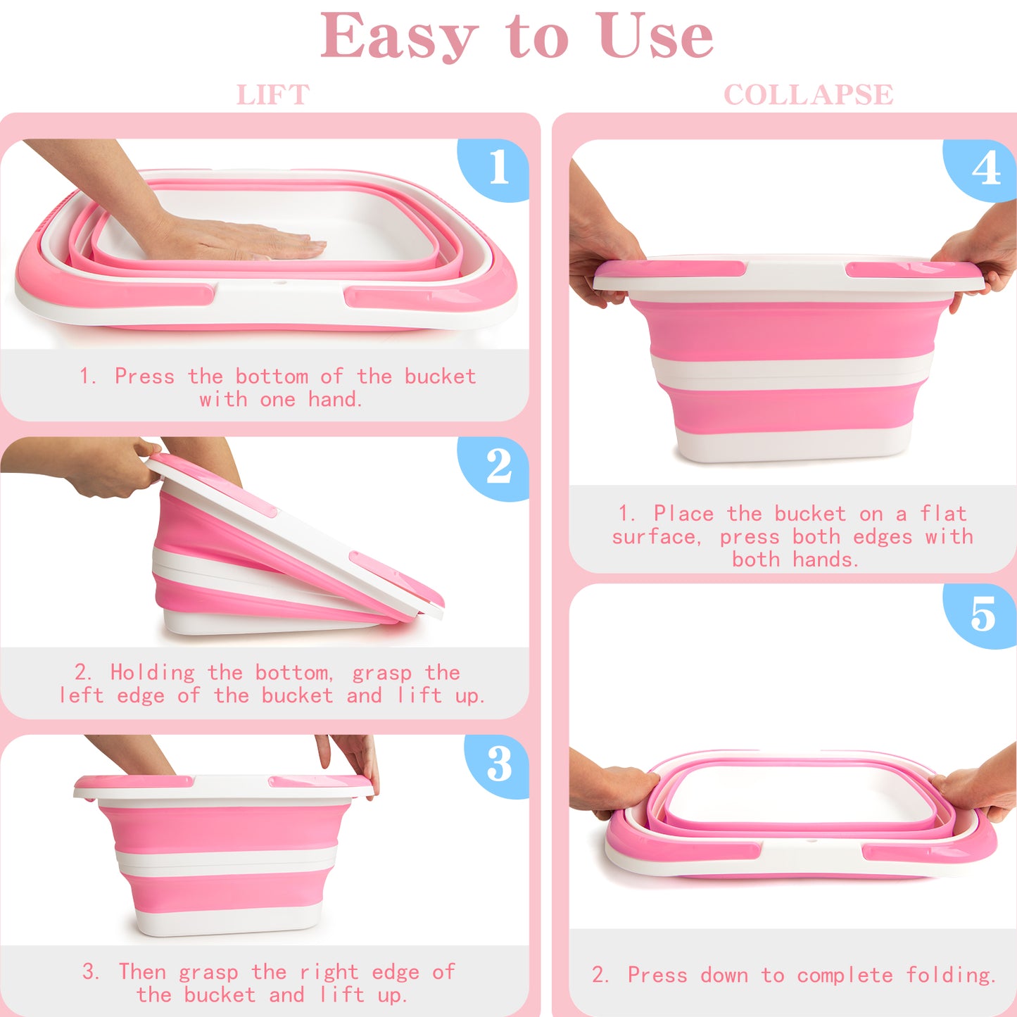 Broom & Dustpan Set + 4.2 Gallon Collapsible Bucket Combo | 90° Folding, Wall-Hang Storage