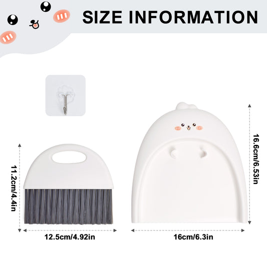 Mini Dustpan & Brush Set | Cute Animal Design, Handheld for Desktop & Home