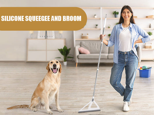 Rubber floor squeegee removing pet hair from carpet