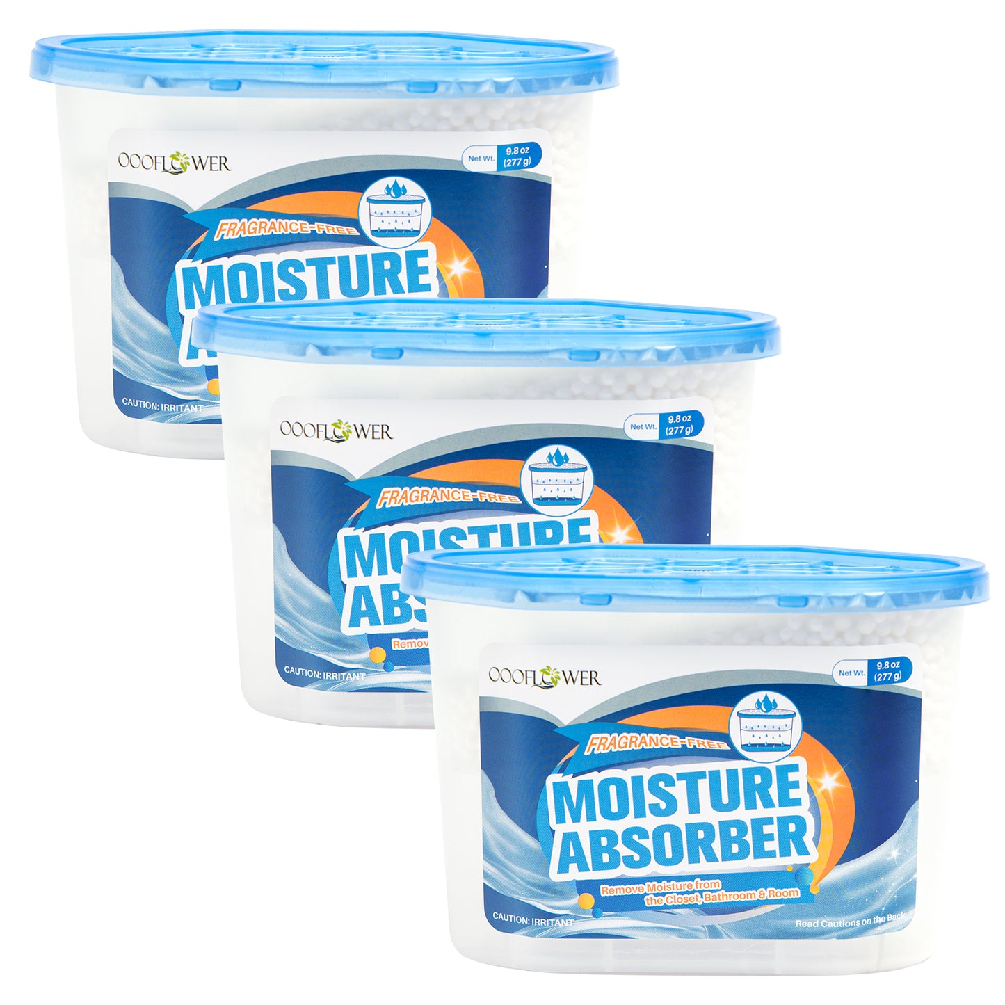 Moisture Absorber 3-Pack | Calcium Chloride, Leak-Proof, Fragrance-Free Dehumidifier