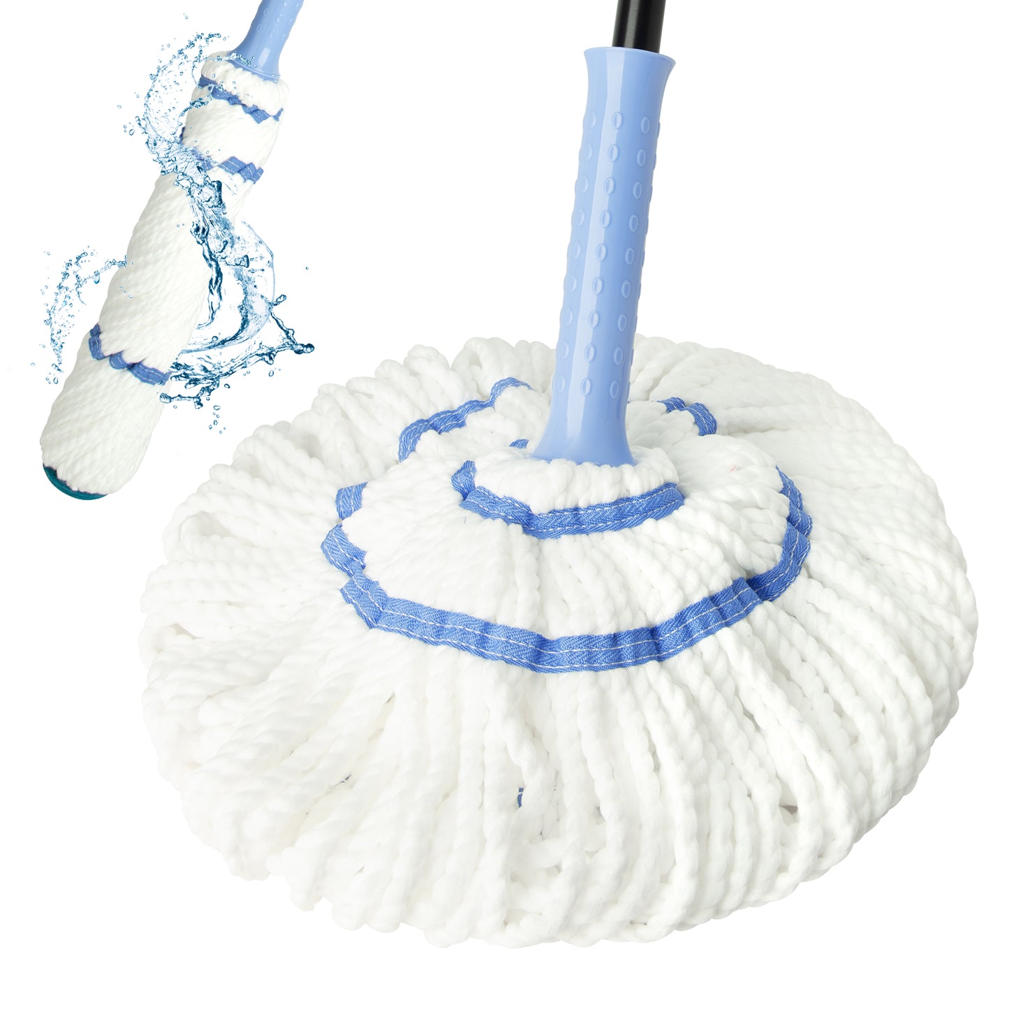 Self-Wringing Twist Mop for Floor Cleaning, 57” Long Handle Heavy Duty Microfiber Mop for Wet Mopping on Tile, Hardwood, Kitchen, Bathroom, Patio, Garage, Commercial Household Clean