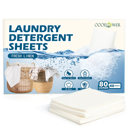 Laundry Detergent Sheets 40-Count | Up to 80 Loads, Plastic-Free, Fresh Linen Scent