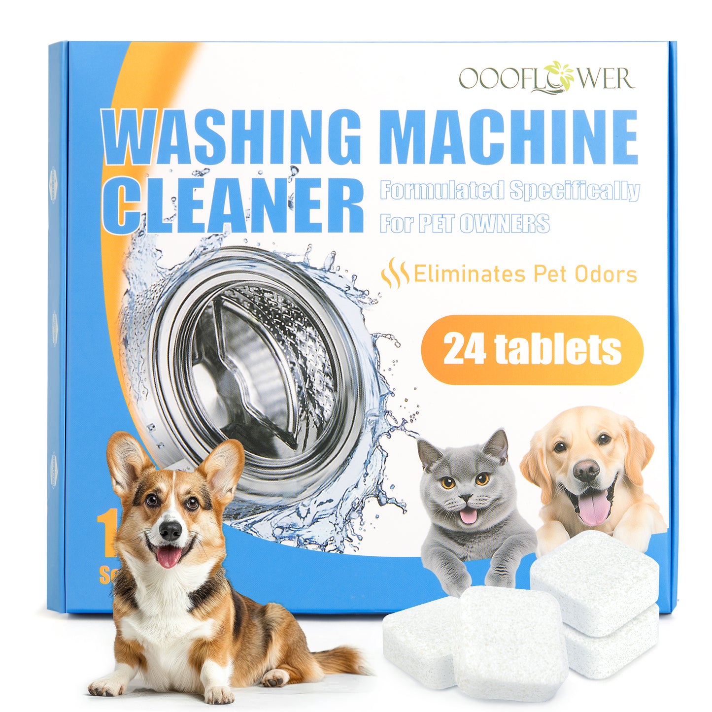 Washer Cleaner Tablets 24-Count + Dishwasher Cleaner Tablets 24-Count | Pet Odor, Descaling, 1-Year Supply