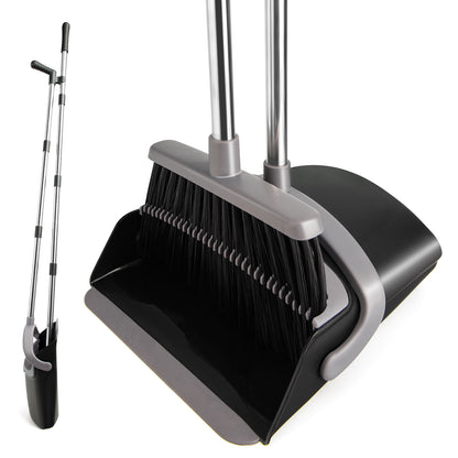 Broom and Dustpan Set, Long Handle for Home & Kitchen