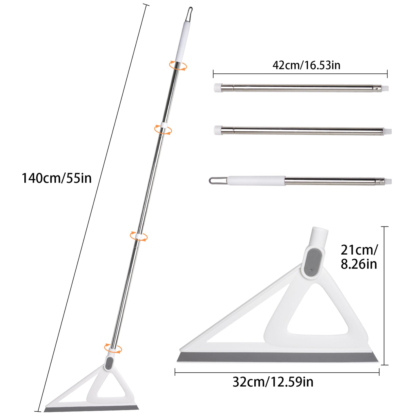 Multifunction Silicone Broom，Squeegee Broom Sweeping Water and Pet Hair，Rubber Magic Broom Sweeper for Floor Bathroom Kitchen Shower，Rugs，Glass Windows（White）