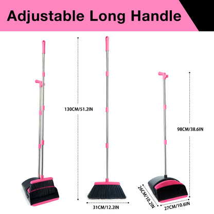 Broom and Dustpan Set, Long Handle for Home & Kitchen