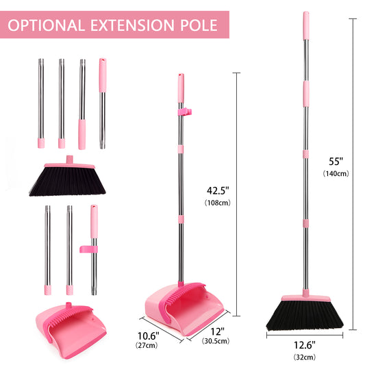 Broom & Dustpan Set + Self-Wringing Twist Mop Combo | 90° Folding, 57" Long Handle