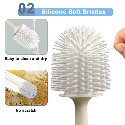 Dinosaur Toilet Brush & Holder Set | TPR Bristles, Compact Floor Standing（blue）