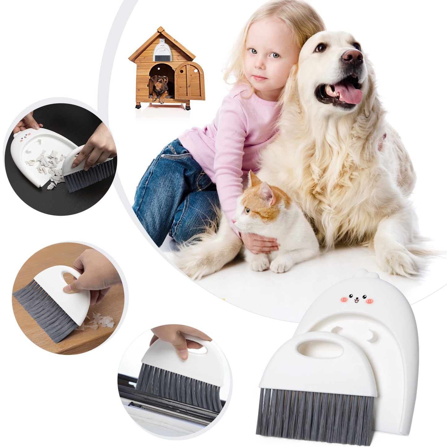 Mini Dustpan & Brush Set | Cute Animal Design, Handheld for Desktop & Home