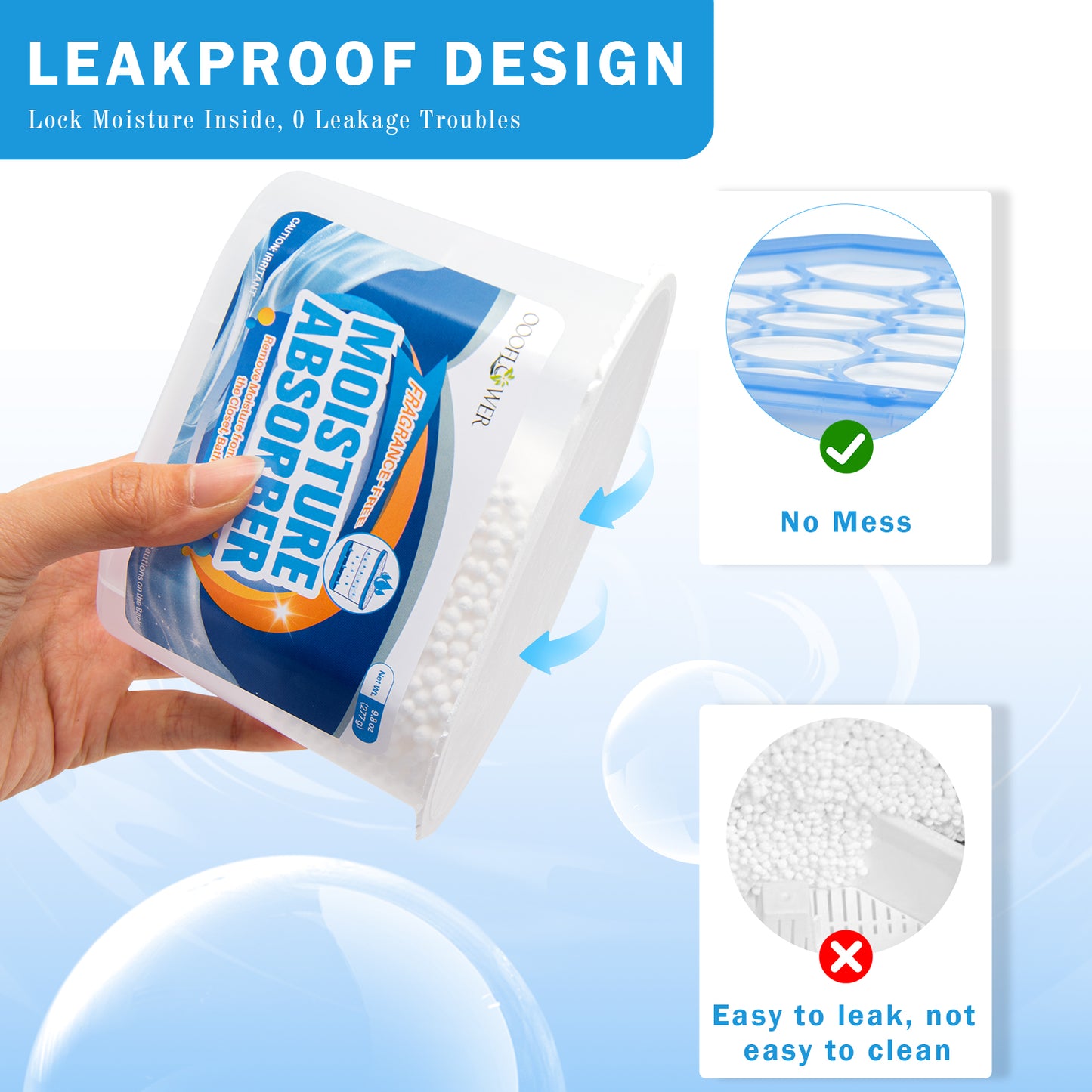 Moisture Absorber 3-Pack | Calcium Chloride, Leak-Proof, Fragrance-Free Dehumidifier