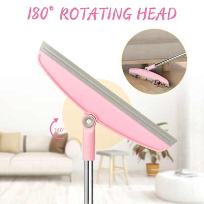 Silicone Broom | 54" Adjustable Handle, Rubber Squeegee, Rotating Head (Gray Pink)