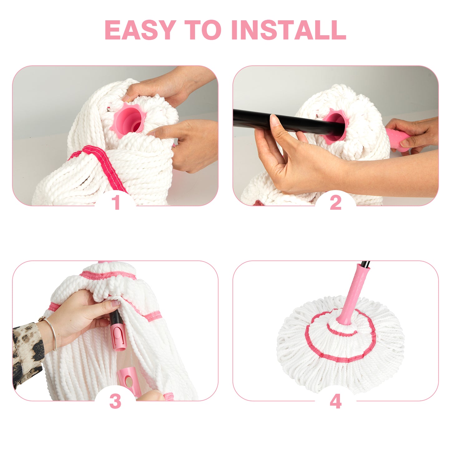 Broom & Dustpan Set + Self-Wringing Twist Mop Combo | 57" Long Handle, Microfiber