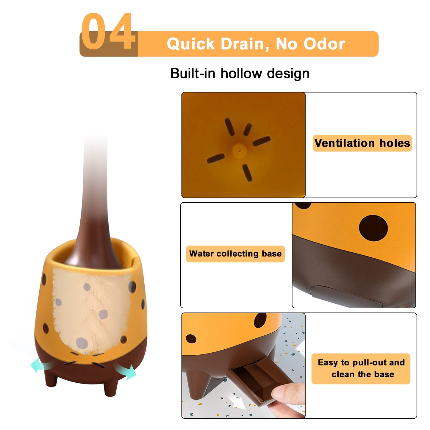 Giraffe Toilet Brush & Holder Set | PP Bristles, Compact Floor Standing