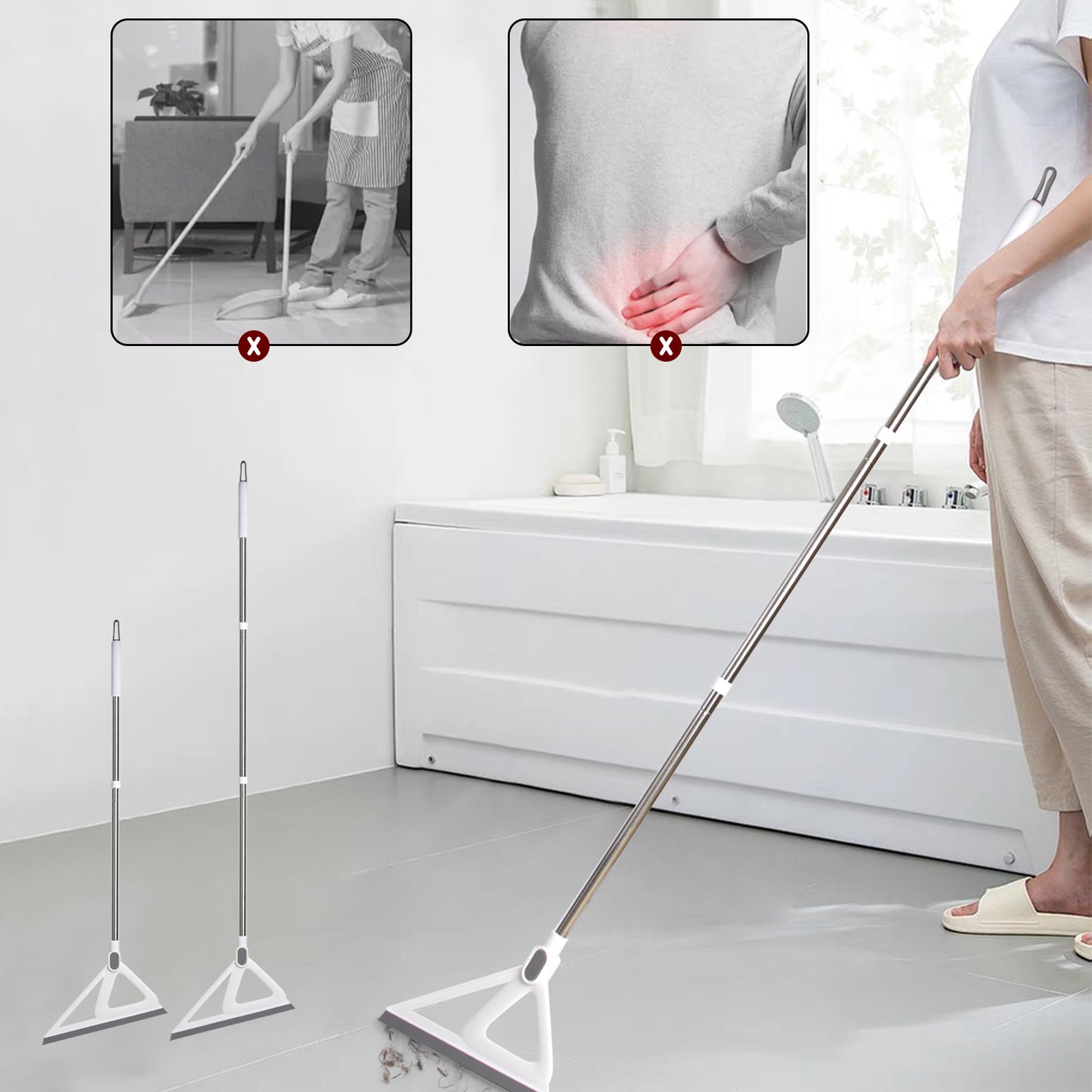 Multifunction Silicone Broom，Squeegee Broom Sweeping Water and Pet Hair，Rubber Broom Sweeper for Floor Bathroom Kitchen Shower，Rugs，Glass Windows