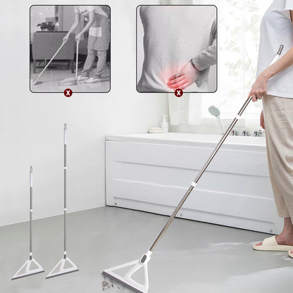 Silicone Squeegee Broom, 55" Long Handle Rubber Broom for Floor, Bathroom & Pet Hair