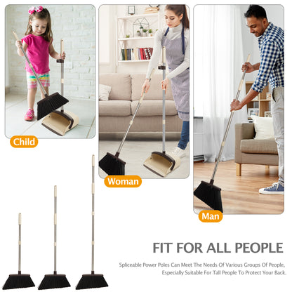 Broom and Dustpan Set, Long Handle for Home & Pet Hair