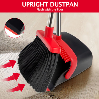 Broom & Dustpan Set | 51" Extendable Handle, 5-Layer Bristles, Foldable Storage