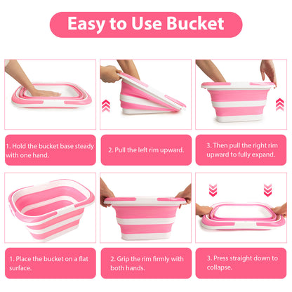 Collapsible Bucket, 4.2 Gallon Silicone Foldable Bucket with Handle for Cleaning, Camping & Car Wash