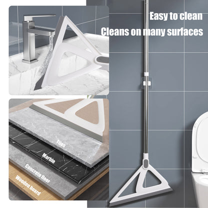 Silicone Squeegee Broom, 55" Long Handle Rubber Broom for Floor, Bathroom & Pet Hair