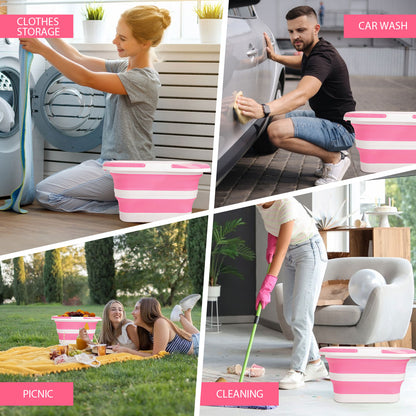 Collapsible Bucket, 4.2 Gallon Silicone Foldable Bucket with Handle for Cleaning, Camping & Car Wash