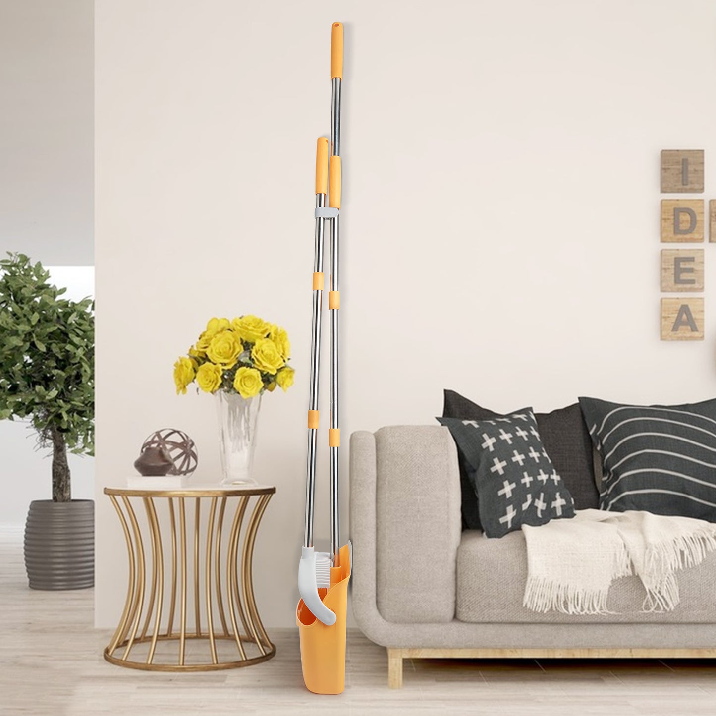Broom & Dustpan Set + Giraffe Toilet Brush Combo | Folding Dustpan, 5-Layer Bristles