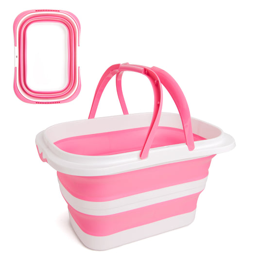 Collapsible Bucket, 4.2 Gallon Silicone Foldable Bucket with Handle for Cleaning, Camping & Car Wash