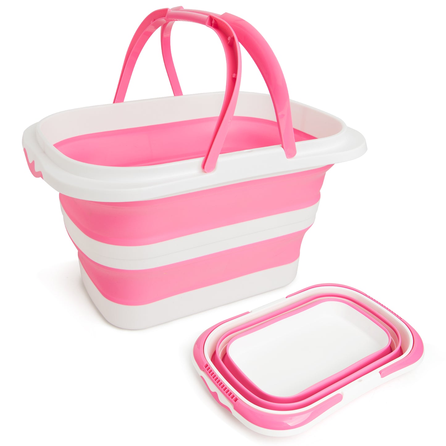 Broom & Dustpan Set + 4.2 Gallon Collapsible Bucket Combo | Gray Pink & Pink White
