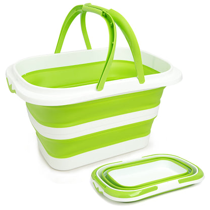 Collapsible Bucket, 4.2 Gallon Silicone Foldable Bucket with Handle for Cleaning, Camping & Car Wash