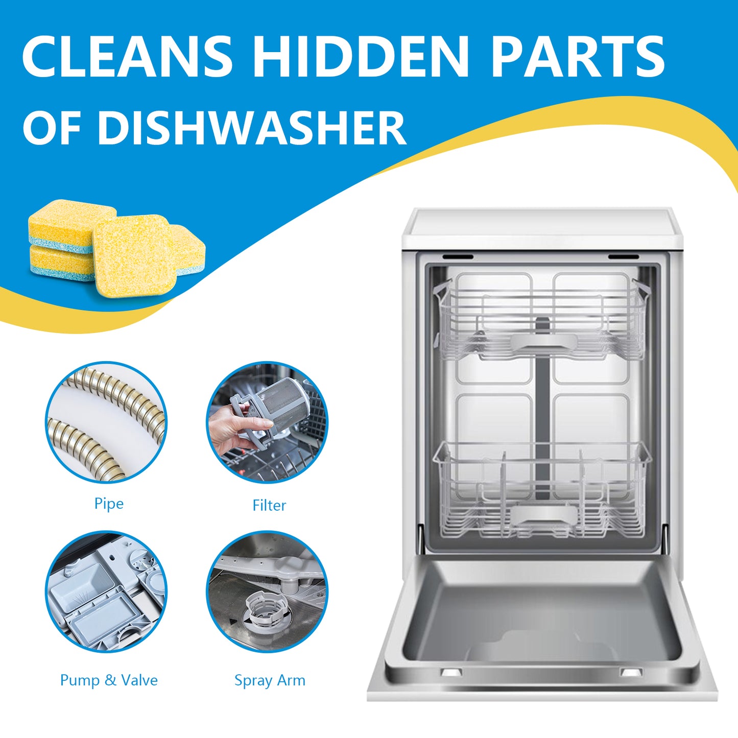 Dishwasher Cleaner Tablets, 24-Count | Deep Clean Odor, Scale & Hard Water Residue