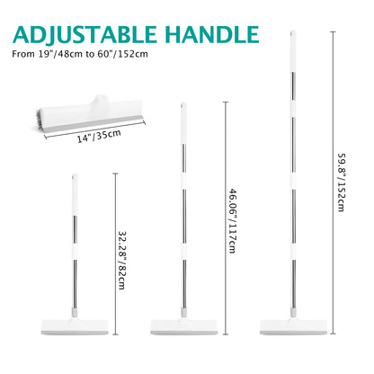 2-in-1 Floor Scrub Brush & Scraper | 59.8" Long Handle, Wide PET Bristles