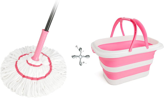 Replacement Mop Head & 4.2 Gallon Collapsible Bucket Combo | Reusable, Space-Saving