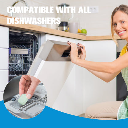 Dishwasher Cleaner Tablets, 6-Pack + Kitchen Sponge | Lemon Citric Acid Deep Clean