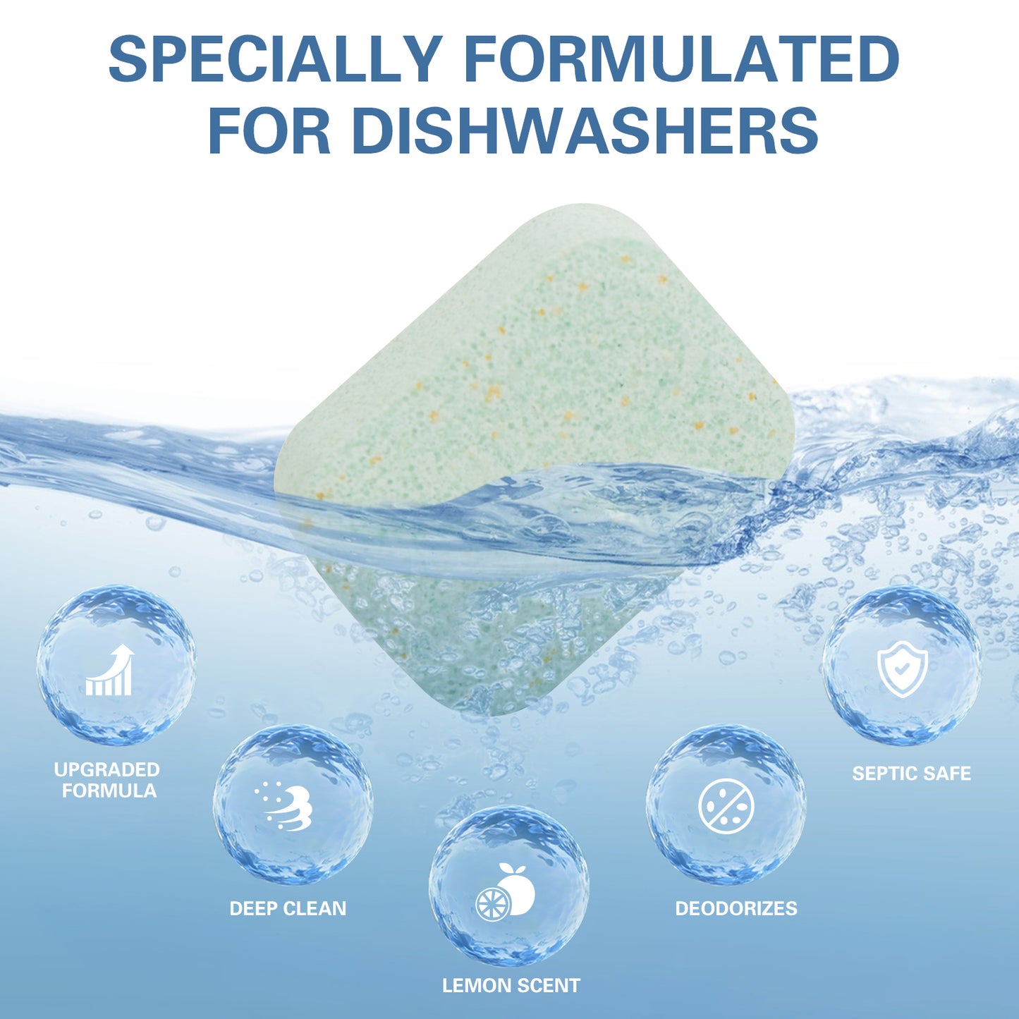 Dishwasher Cleaner Tablets 6-Pack + Sink Drain Filter Basket | Lemon Scent, Descaling Combo