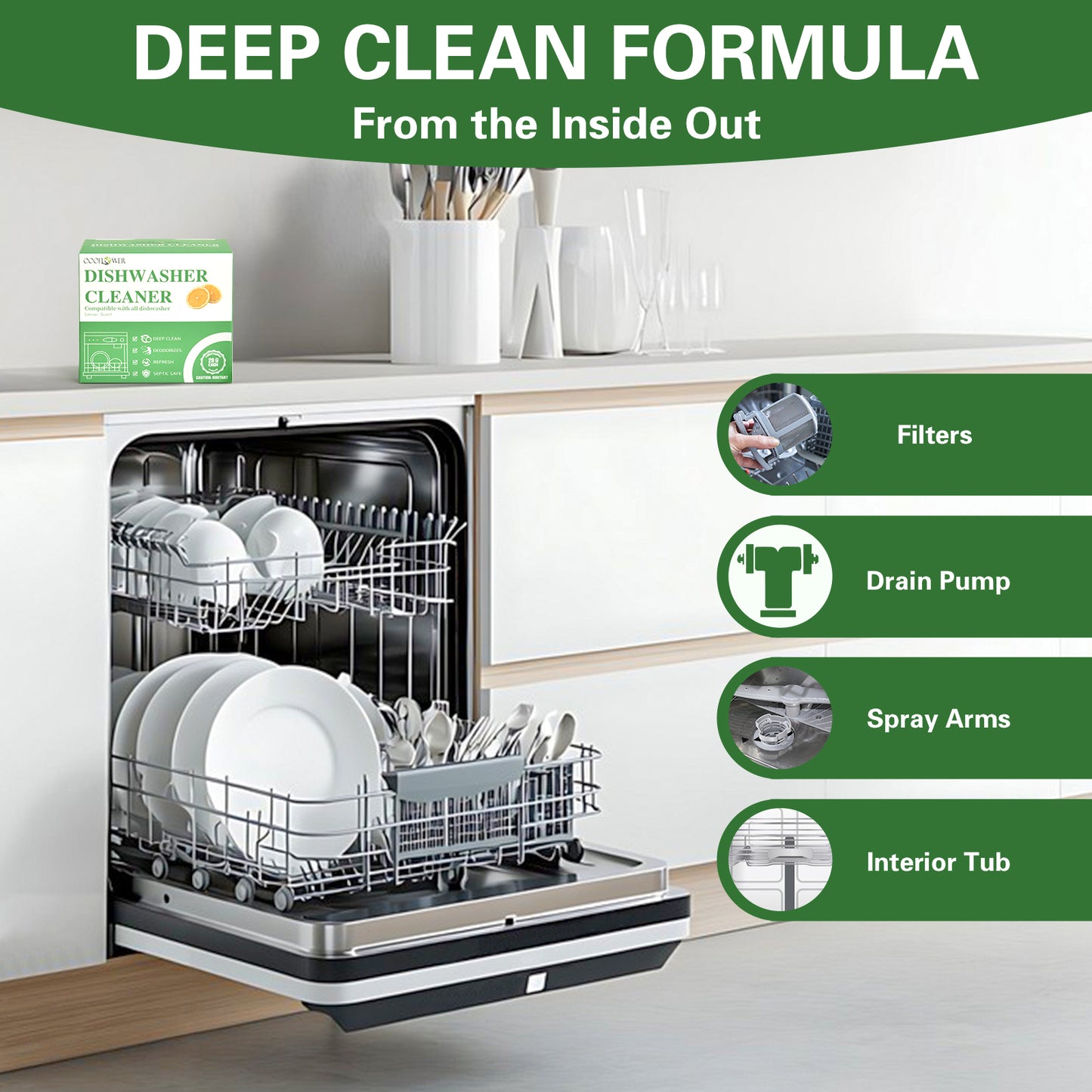 Dishwasher Cleaner Tablets 6-Pack | Descaling, Lemon Scent, 6-Month Supply