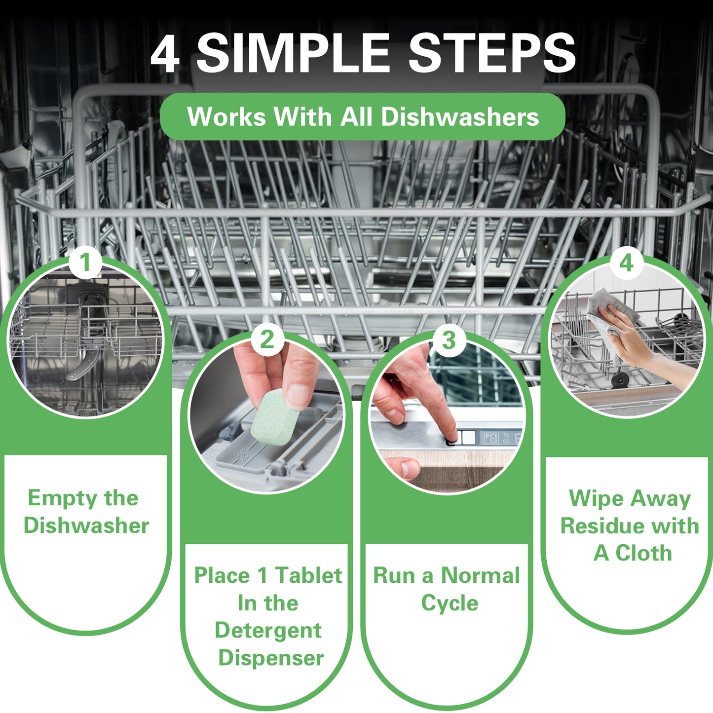 Dishwasher Cleaner Tablets 6-Pack | Descaling, Lemon Scent, 6-Month Supply