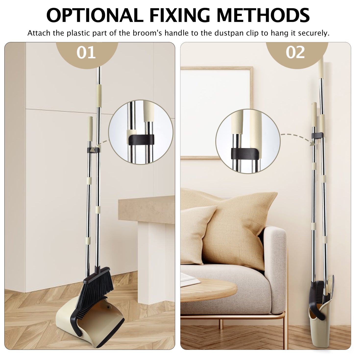 Broom & Dustpan Set | Long Handle, Pet Hair | XXFLOWER