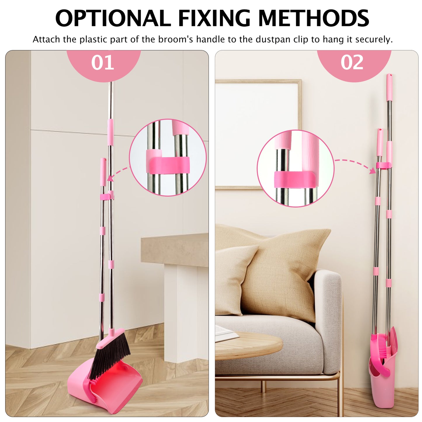 Broom & Dustpan Set + Self-Wringing Twist Mop Combo | 90° Folding, 57" Long Handle